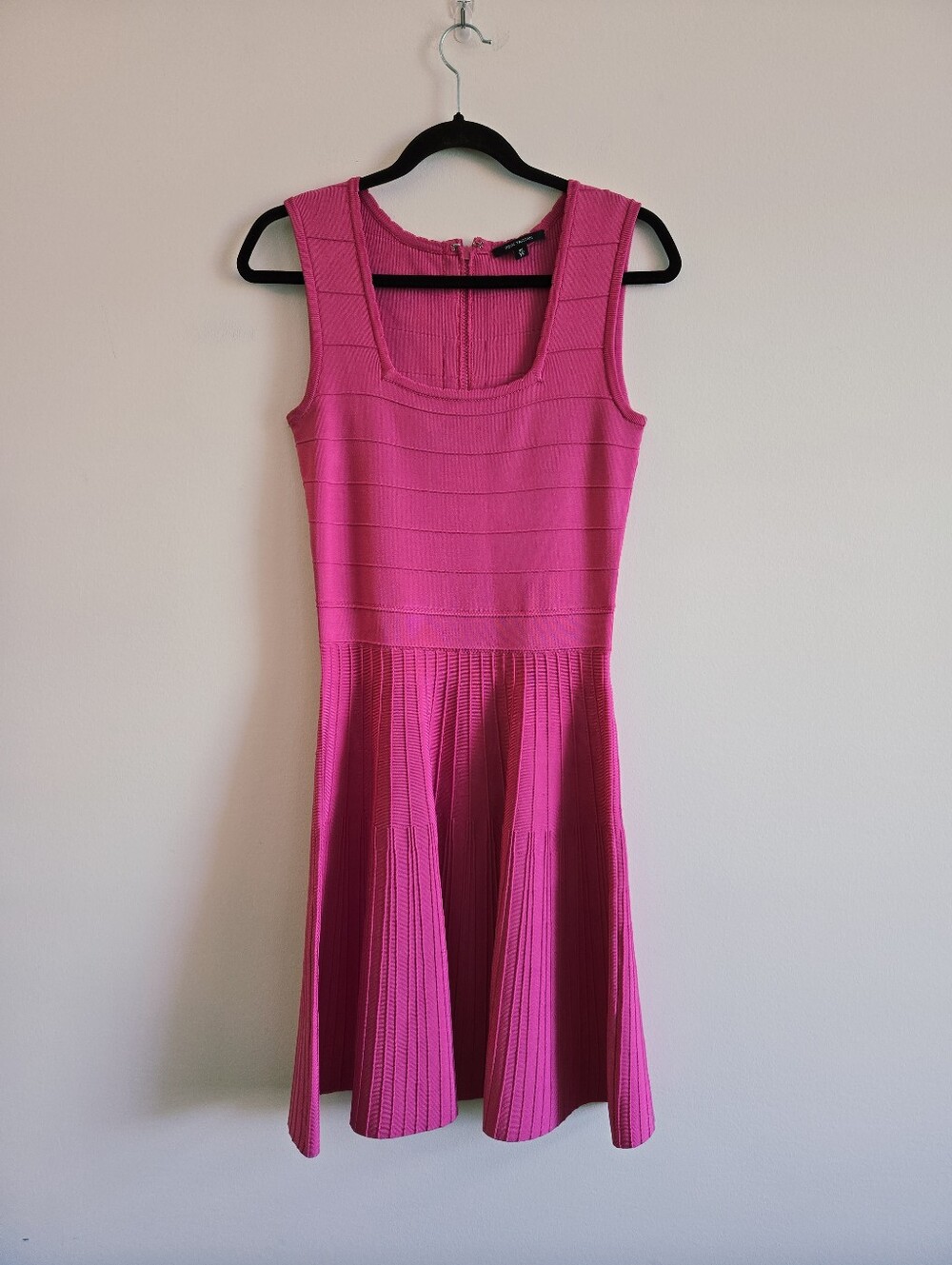PINK TARTAN I XS Fit and Flare Sleeveless Bandage Mini Dress I bright pink